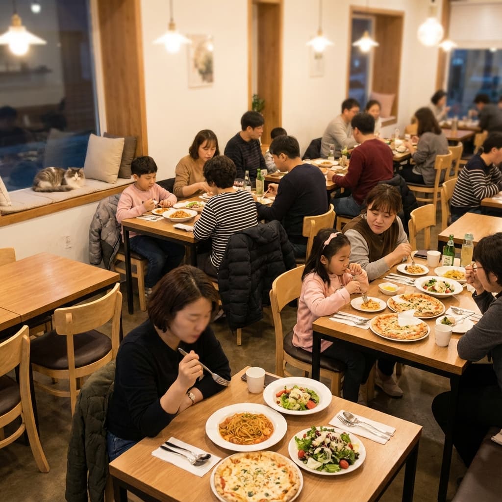 이탈리안 가정식의 따뜻함, 24시간 패밀리 레스토랑에서!